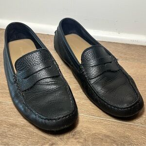 Lacoste Black Leather Driving Loafers Mens 9.5 Moccasin Slip On Shoes